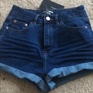 Fashion nova dark wash jean shorts
